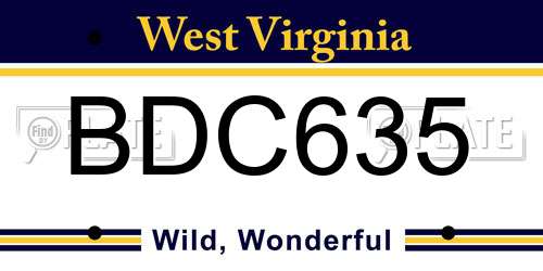 BDC635 West Virginia License Plate