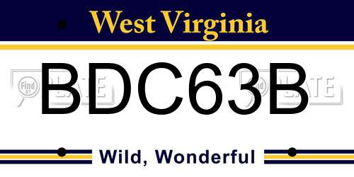 BDC63B West Virginia License Plate