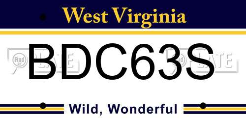 BDC63S West Virginia License Plate