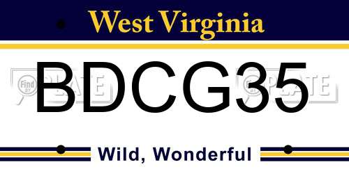 BDCG35 West Virginia License Plate