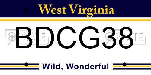 BDCG38 West Virginia License Plate