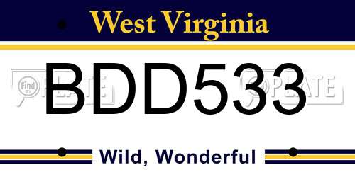 BDD533 West Virginia License Plate