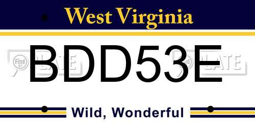 BDD53E West Virginia License Plate