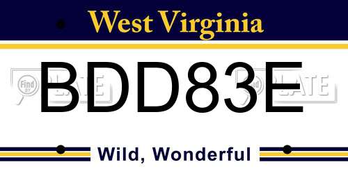 BDD83E West Virginia License Plate