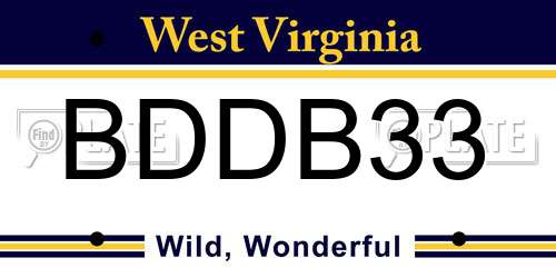 BDDB33 West Virginia License Plate