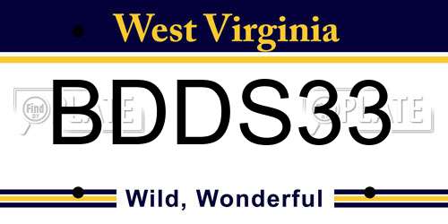 BDDS33 West Virginia License Plate