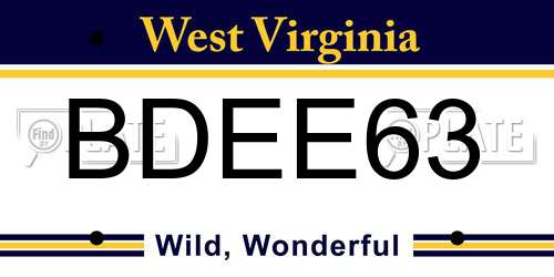 BDEE63 West Virginia License Plate