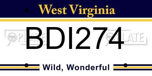 BDI274 West Virginia License Plate