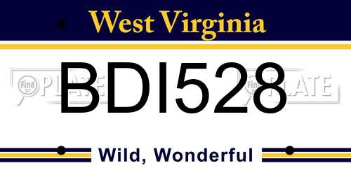 BDI528 West Virginia License Plate