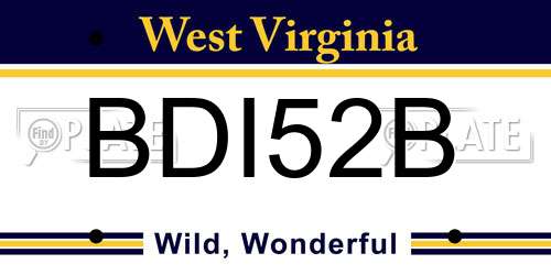 BDI52B West Virginia License Plate