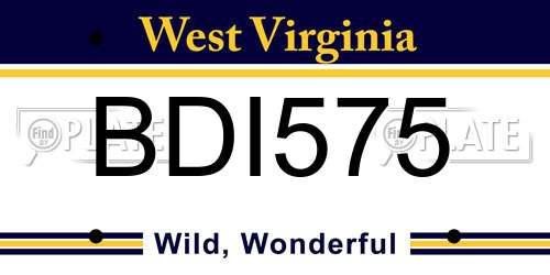 BDI575 West Virginia License Plate