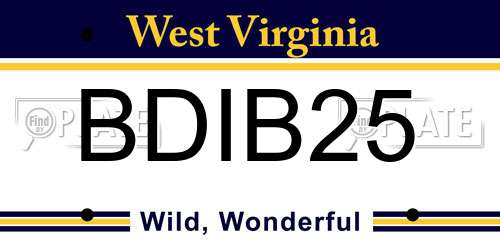 BDIB25 West Virginia License Plate