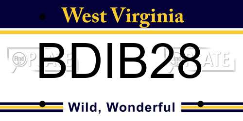 BDIB28 West Virginia License Plate