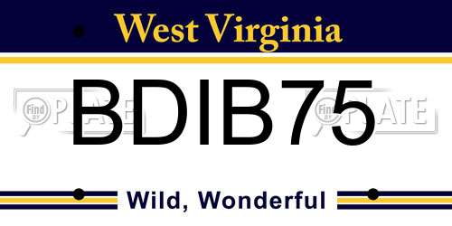 BDIB75 West Virginia License Plate