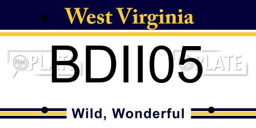 BDII05 West Virginia License Plate