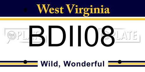 BDII08 West Virginia License Plate