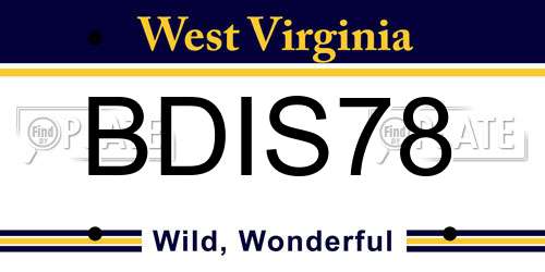 BDIS78 West Virginia License Plate