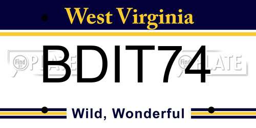 BDIT74 West Virginia License Plate
