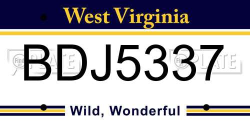 BDJ5337 West Virginia License Plate