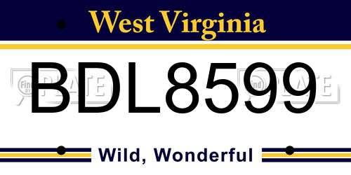 BDL8599 West Virginia License Plate