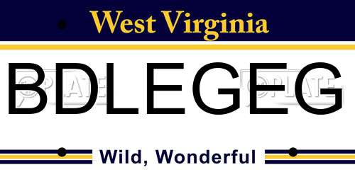 BDLEGEG West Virginia License Plate