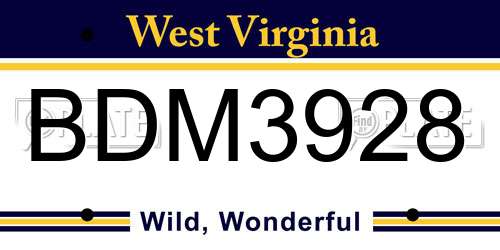 BDM3928 West Virginia License Plate