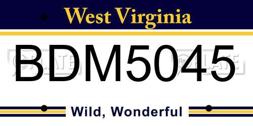 BDM5045 West Virginia License Plate