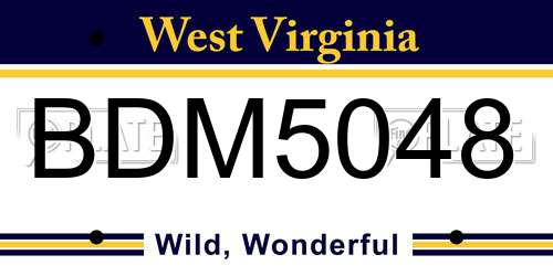 BDM5048 West Virginia License Plate
