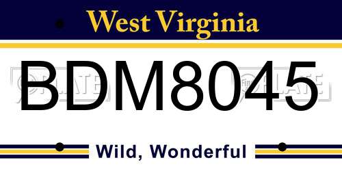 BDM8045 West Virginia License Plate