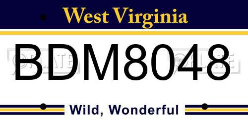 BDM8048 West Virginia License Plate