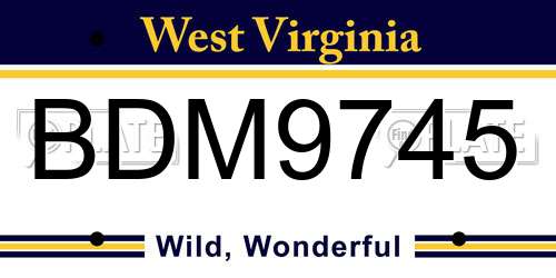 BDM9745 West Virginia License Plate