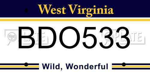 BDO533 West Virginia License Plate
