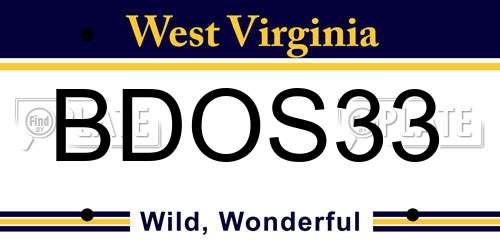 BDOS33 West Virginia License Plate