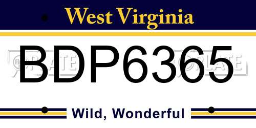 BDP6365 West Virginia License Plate