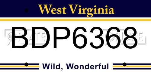 BDP6368 West Virginia License Plate