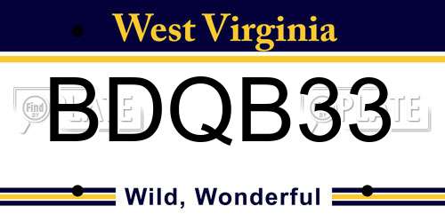 BDQB33 West Virginia License Plate