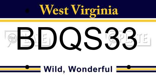BDQS33 West Virginia License Plate