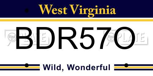 BDR57O West Virginia License Plate