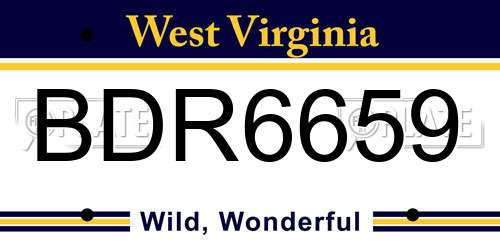 BDR6659 West Virginia License Plate