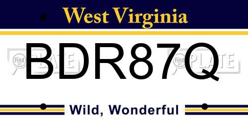 BDR87Q West Virginia License Plate