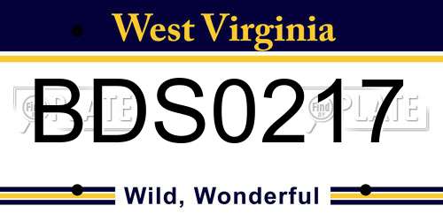 BDS0217 West Virginia License Plate