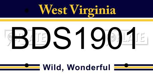 BDS1901 West Virginia License Plate