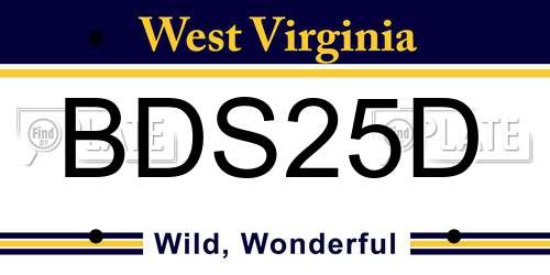 BDS25D West Virginia License Plate
