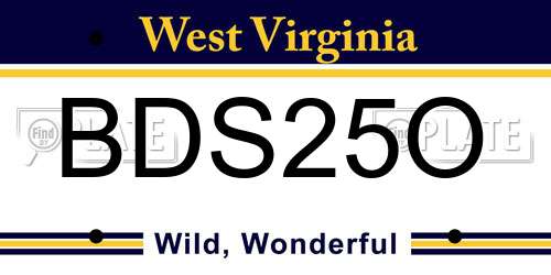 BDS25O West Virginia License Plate