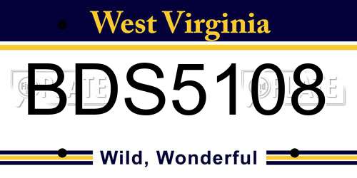 BDS5108 West Virginia License Plate
