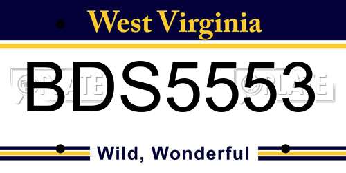 BDS5553 West Virginia License Plate