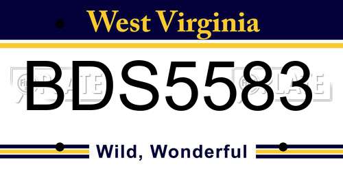 BDS5583 West Virginia License Plate