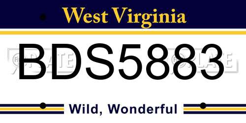 BDS5883 West Virginia License Plate