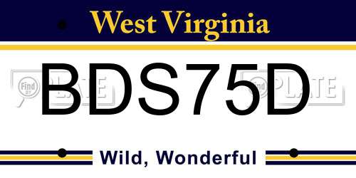 BDS75D West Virginia License Plate