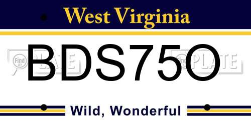 BDS75O West Virginia License Plate